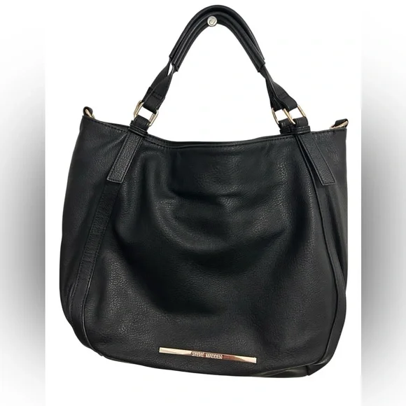 Steve Madden Black Faux Leather Bag Gold Hardware & Studs - Picture 2 of 14